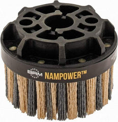 Brush Research Mfg. - 4" 80 Grit Ceramic/Silicon Carbide Tapered Disc Brush - Coarse Grade, CNC Adapter Connector, 0.71" Trim Length, 7/8" Arbor Hole - Industrial Tool & Supply