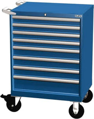 LISTA - 8 Drawer 165 Lb Capacity Steel Tool Roller Cabinet - 28-1/4" Wide x 41-1/2" High x 22-1/2" Deep, Roller Bearing Drawer Slides, Blue - Industrial Tool & Supply