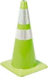 PRO-SAFE - 36" High, Lime Rigid Traffic Cone - 15" Base Width, 10 Lb, PVC - Industrial Tool & Supply