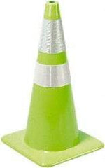 PRO-SAFE - 36" High, Lime Rigid Traffic Cone - 15" Base Width, 10 Lb, PVC - Industrial Tool & Supply