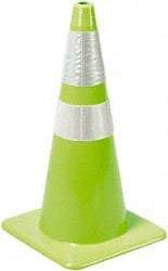 PRO-SAFE - 28" High, Lime Rigid Traffic Cone - 14" Base Width, 7 Lb, PVC - Industrial Tool & Supply