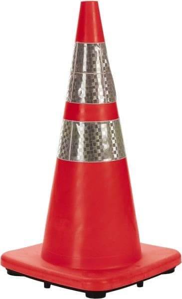 PRO-SAFE - 28" High, Orange Rigid Traffic Cone - 14" Base Width, 7 Lb, PVC - Industrial Tool & Supply