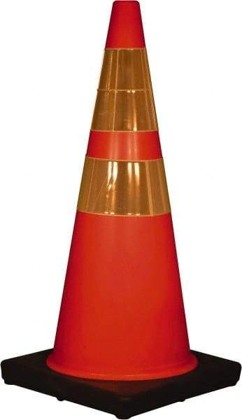 PRO-SAFE - 28" High, Orange Traffic Cone with Base - 14" Base Width, 7 Lb, PVC - Industrial Tool & Supply