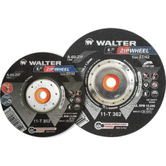 WALTER Surface Technologies - 60 Grit, 5" Wheel Diam, 3/64" Wheel Thickness, Type 27 Depressed Center Wheel - Resinoid Bond, 12,200 Max RPM - Industrial Tool & Supply