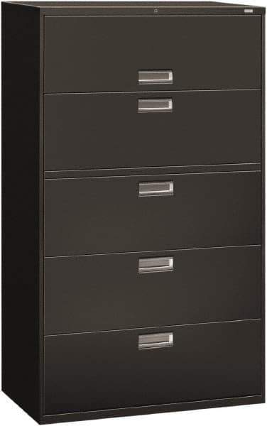 Hon - 42" Wide x 67" High x 19-1/4" Deep, 5 Drawer Roll-Out, Roll-Out Posting - Steel, Charcoal - Industrial Tool & Supply