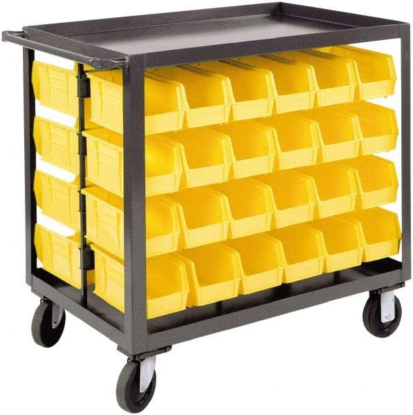 Durham - 1,200 Lb Capacity, 24" Wide x 36" Long x 36-1/8" High Service Cart - 2 Shelf, Steel, 2 Rigid/2 Swivel Casters - Industrial Tool & Supply