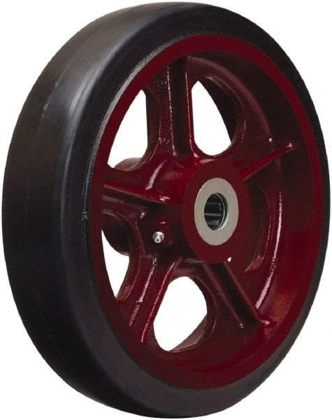 Hamilton - 12 Inch Diameter x 2-1/2 Inch Wide, Rubber on Cast Iron Caster Wheel - 900 Lb. Capacity, 3-1/4 Inch Hub Length, 1 Inch Axle Diameter, Straight Roller Bearing - Industrial Tool & Supply