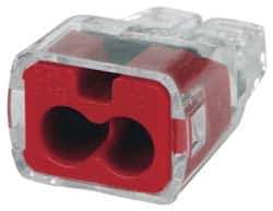 Ideal - 2 Port, 18 to 12 AWG Compatible, Push-In Wire Connector - 0.78" OAL x 0.52" OAW x 0.38" OAH, Red - Industrial Tool & Supply