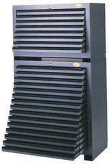 Huot - 8 Drawer, Super Cutting Tool Cabinet - Steel, 34" Wide x 19-1/8" Deep x 23-1/8" High, Gray - Industrial Tool & Supply
