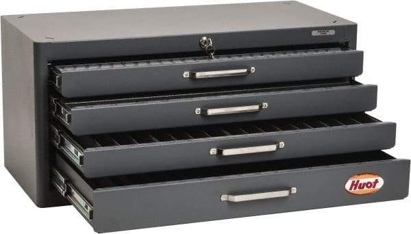 Huot - 4 Drawer, 1/4-20 to 1-14 Tap Storage - 26" Wide x 12" Deep x 12-1/2" High, Steel - Industrial Tool & Supply