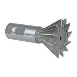 Made in USA - 2-1/4" Diam x 1-1/16" Width of Cut, 60° Included Angle, Cobalt Dovetail Cutter - 1" Shank Diam, 2-11/16" Shank Length, 3-3/4" Overall Length, Weldon Flat, Uncoated - Industrial Tool & Supply