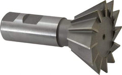 Made in USA - 2-1/2" Diam x 1-1/8" Width of Cut, 60° Included Angle, Cobalt Dovetail Cutter - 1" Shank Diam, 2-5/8" Shank Length, 3-3/4" Overall Length, Weldon Flat, Uncoated - Industrial Tool & Supply