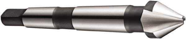 DORMER - 3 Flute 60° High Speed Steel Countersink - Bright Finish, 106mm OAL, Single End, Morse Taper Shank, Right Hand Cut - Industrial Tool & Supply