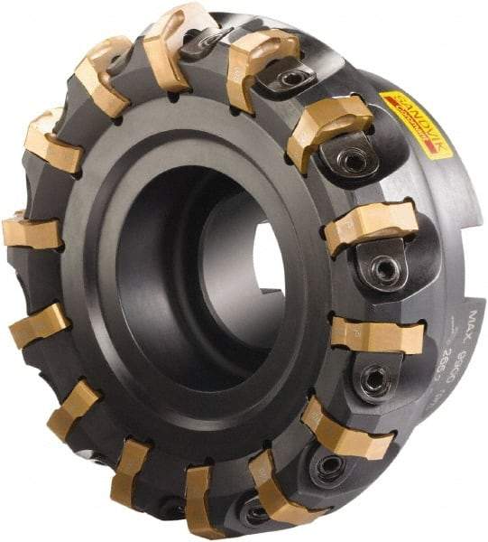 Sandvik Coromant - 80mm Cut Diam, 27mm Arbor Hole, 6mm Max Depth of Cut, 65° Indexable Chamfer & Angle Face Mill - 10 Inserts, R365-1505ZNE Insert, Right Hand Cut, Series CoroMill 365 - Industrial Tool & Supply