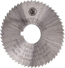 Controx - 1-3/4" Diam x 1/16" Blade Thickness x 1/2" Arbor Hole Diam, 56 Tooth Slitting and Slotting Saw - Arbor Connection, Right Hand, Uncoated, Cobalt, Concave Ground, Contains Keyway - Industrial Tool & Supply