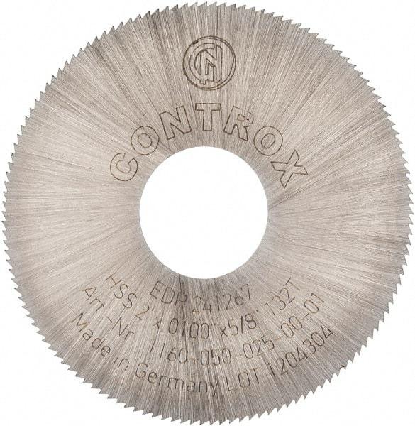 Controx - 2" Diam x 0.01" Blade Thickness x 5/8" Arbor Hole Diam, 132 Tooth Slitting and Slotting Saw - Arbor Connection, Right Hand, Uncoated, High Speed Steel, Concave Ground - Industrial Tool & Supply