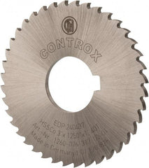 Controx - 3" Diam x 1/8" Blade Thickness x 1" Arbor Hole Diam, 40 Tooth Slitting and Slotting Saw - Arbor Connection, Right Hand, Uncoated, Cobalt, 15° Rake, Concave Ground, Contains Keyway - Industrial Tool & Supply