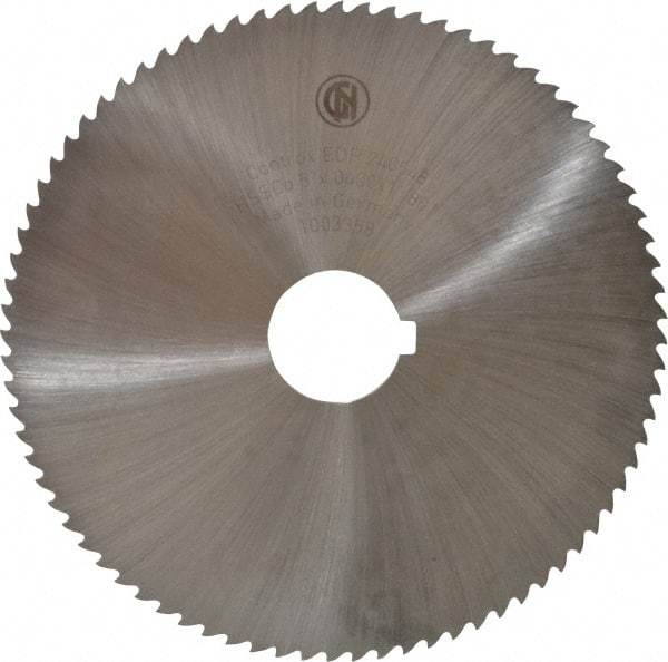 Controx - 5" Diam x 0.04" Blade Thickness x 1" Arbor Hole Diam, 80 Tooth Slitting and Slotting Saw - Arbor Connection, Right Hand, Uncoated, Cobalt, 15° Rake, Concave Ground, Contains Keyway - Industrial Tool & Supply