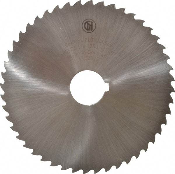 Controx - 5" Diam x 1/8" Blade Thickness x 1" Arbor Hole Diam, 48 Tooth Slitting and Slotting Saw - Arbor Connection, Right Hand, Uncoated, Cobalt, 15° Rake, Concave Ground, Contains Keyway - Industrial Tool & Supply