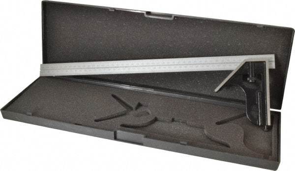 SPI - 2 Piece, 18" Combination Square Set - 1/32 & 1/64" (English/Metric) Graduation, Hardened Steel Blade, Hardened Steel Square Head - Industrial Tool & Supply