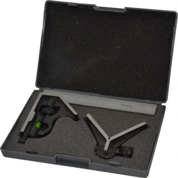 SPI - 3 Piece, 6" Combination Square Set - 1/16, 1/32, 1/64 & 1/8" (4R) Graduation, Hardened Steel Blade, Hardened Steel Center & Square Head - Industrial Tool & Supply