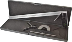 SPI - 4 Piece, 18" Combination Square Set - 1/32 & 1/64" (English/Metric) Graduation, Hardened Steel Blade, Hardened Steel Center, Protractor & Square Head - Industrial Tool & Supply