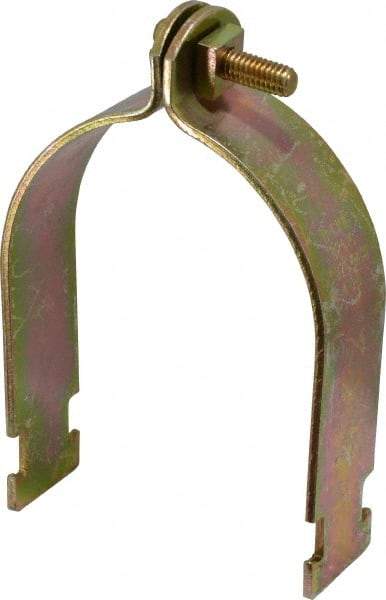 Cooper B-Line - 3-1/2" Pipe, 1/8 Gauge Framing Channel & Strut Mounted Clamp - Zinc Dichromate, Rigid Conduit - Industrial Tool & Supply