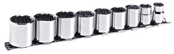 Blackhawk by Proto - 9 Piece 3/8" Drive Socket Set - 12 Points, 3/8" to 7/8" Range, Inch Measurement Standard - Industrial Tool & Supply
