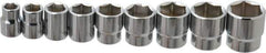 Blackhawk by Proto - 9 Piece 3/8" Drive Socket Set - 6 Points, 3/8" to 7/8" Range, Inch Measurement Standard - Industrial Tool & Supply