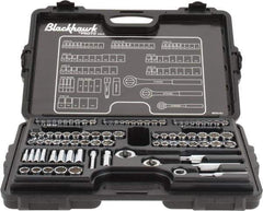 Blackhawk by Proto - 82 Piece 1/4" & 3/8" Drive Deep Well Socket Set - 6, 12 Points, 5/32" to 13/16" (4mm to 19mm) Range, Inch/Metric Measurement Standard - Industrial Tool & Supply