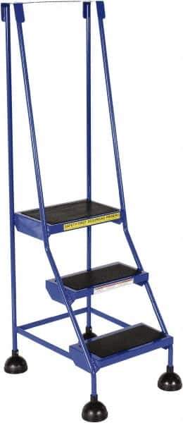 Vestil - 56" 3 Step Ladder - 300 Lb Capacity, 28-3/4" Platform Height, 19-1/4" Base Width x 30" Base Depth, Rubber Matted - Industrial Tool & Supply