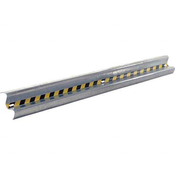 Vestil - 10' Long x 12" High, Gray with Black & Yellow Caution Tape Steel Straight Heavy Duty Guard Rail - 3 Rails Accommodated, 3-1/4" Deep, 76 Lb - Industrial Tool & Supply