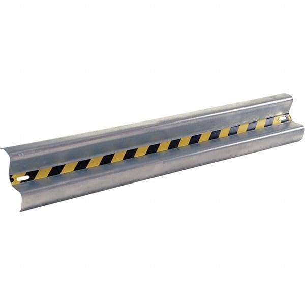 Vestil - 6' Long x 12" High, Gray with Black & Yellow Caution Tape Steel Straight Standard Guard Rail - 2 Rails Accommodated, 3-1/4" Deep, 47 Lb - Industrial Tool & Supply