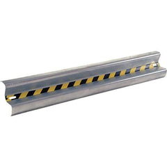 Vestil - 6' Long x 12" High, Gray with Black & Yellow Caution Tape Steel Straight Standard Guard Rail - 2 Rails Accommodated, 3-1/4" Deep, 47 Lb - Industrial Tool & Supply