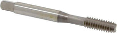 OSG - 1/4-20 UNC 2B 3 Flute Nitride Finish Vanadium High Speed Steel Straight Flute Machine Tap - Bottoming, Right Hand Thread, 2-1/2" OAL, 1" Thread Length, H5 Limit, Oversize - Exact Industrial Supply