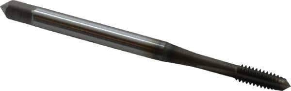 OSG - #5-40 UNC 2B/3B 3 Flute Nitride Finish Vanadium High Speed Steel Straight Flute Machine Tap - Plug, Right Hand Thread, 1-15/16" OAL, 5/8" Thread Length, H2 Limit, Oversize - Exact Industrial Supply