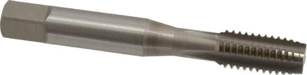 OSG - 3/8-16 UNC 3B 4 Flute Nitride Finish Vanadium High Speed Steel Straight Flute Machine Tap - Plug, Right Hand Thread, 2-15/16" OAL, 1-1/4" Thread Length, H3 Limit, Oversize - Exact Industrial Supply