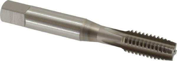 OSG - 3/8-16 UNC 2B 4 Flute Nitride Finish Vanadium High Speed Steel Straight Flute Machine Tap - Plug, Right Hand Thread, 2-15/16" OAL, 1-1/4" Thread Length, H5 Limit, Oversize - Exact Industrial Supply