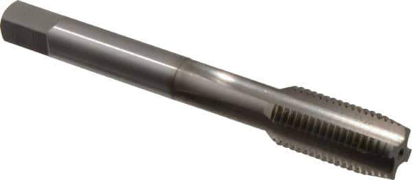 OSG - 7/16-20 UNF 4 Flute Nitride Finish Vanadium High Speed Steel Straight Flute Machine Tap - Plug, Right Hand Thread, 3-5/32" OAL, 1-7/16" Thread Length, H3 Limit, Oversize - Exact Industrial Supply