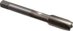 OSG - 7/16-20 UNF 4 Flute Nitride Finish Vanadium High Speed Steel Straight Flute Machine Tap - Plug, Right Hand Thread, 3-5/32" OAL, 1-7/16" Thread Length, H3 Limit, Oversize - Exact Industrial Supply
