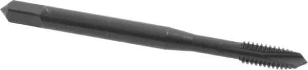 OSG - #8-32 UNC, 3 Flute, Oxide Finish, Vanadium High Speed Steel Spiral Point Tap - Plug Chamfer, Right Hand Thread, 2-1/8" OAL, 3/4" Thread Length, 0.168" Shank Diam, Series 280 - Exact Industrial Supply