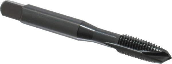 OSG - 5/16-24 UNF, 3 Flute, Oxide Finish, Vanadium High Speed Steel Spiral Point Tap - Plug Chamfer, Right Hand Thread, 2-23/32" OAL, 1-1/8" Thread Length, 0.318" Shank Diam, Series 280 - Exact Industrial Supply