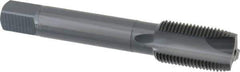 OSG - M18x1.50 Metric Fine, 3 Flute, Oxide Finish, Vanadium High Speed Steel Spiral Point Tap - Plug Chamfer, Right Hand Thread, 4-1/32" OAL, 1-13/16" Thread Length, 0.542" Shank Diam, Series 289 - Exact Industrial Supply