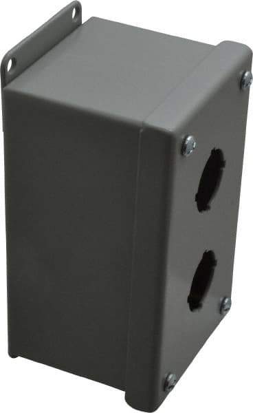 Cooper B-Line - 2 Hole, 1.203 Inch Hole Diameter, Steel Pushbutton Switch Enclosure - 5-3/4 Inch High x 3-1/4 Inch Wide x 3 Inch Deep, 12, 13 NEMA Rated - Industrial Tool & Supply