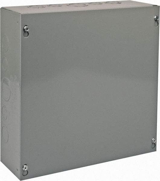 Cooper B-Line - Steel Junction Box Enclosure Screw Flat Cover - NEMA 1, 12" Wide x 12" High x 4" Deep - Industrial Tool & Supply