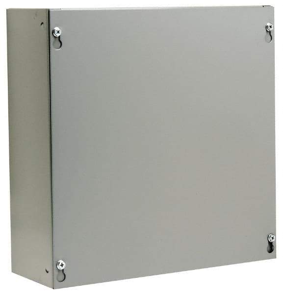 Cooper B-Line - Steel Junction Box Enclosure Screw Flat Cover - NEMA 1, 12" Wide x 12" High x 4" Deep - Industrial Tool & Supply