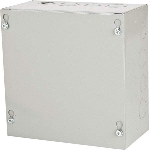 Cooper B-Line - Steel Junction Box Enclosure Screw Flat Cover - NEMA 1, 8" Wide x 8" High x 4" Deep - Industrial Tool & Supply