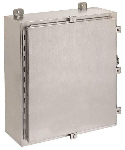 Cooper B-Line - Stainless Steel Standard Enclosure Hinge Flat Cover - NEMA 4, 12, 13, 4X, 12" Wide x 16" High x 6" Deep, Corrosion Resistant, Rainproof & Watertight - Industrial Tool & Supply