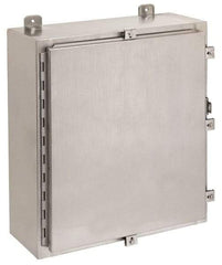 Cooper B-Line - Stainless Steel Standard Enclosure Hinge Flat Cover - NEMA 4, 12, 13, 4X, 24" Wide x 24" High x 8" Deep, Corrosion Resistant, Rainproof & Watertight - Industrial Tool & Supply