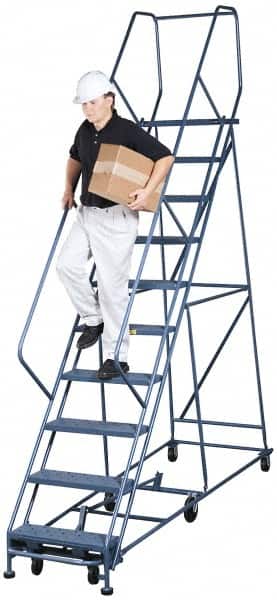 Gillis - 10.83' High 300 Lb Capacity 10 Step Rolling Ladder - Industrial Tool & Supply